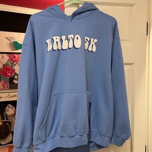 Gildan Heavy Blend Blue Hoodie with White Print